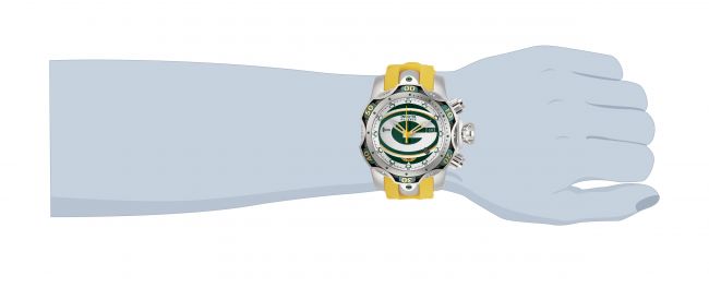 Green Bay Packers Watch Avon Mens Three Hand Silver Tone Wristwatch