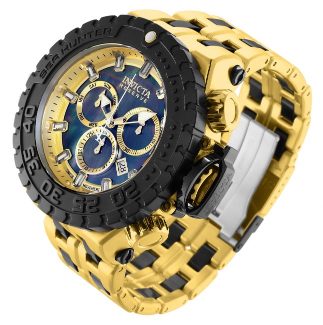 Invicta Sea Hunter Swiss Ronda Z60 Caliber Men's Watch w/ Mother of Pearl  Dial - 57mm, Gold, Black (34595)