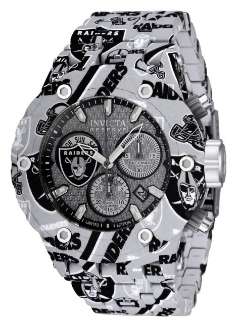 Invicta NFL Las Vegas Raiders Swiss Ronda Z60 Caliber Men's Watch - 52mm,  Steel, Aqua Plating (35190)