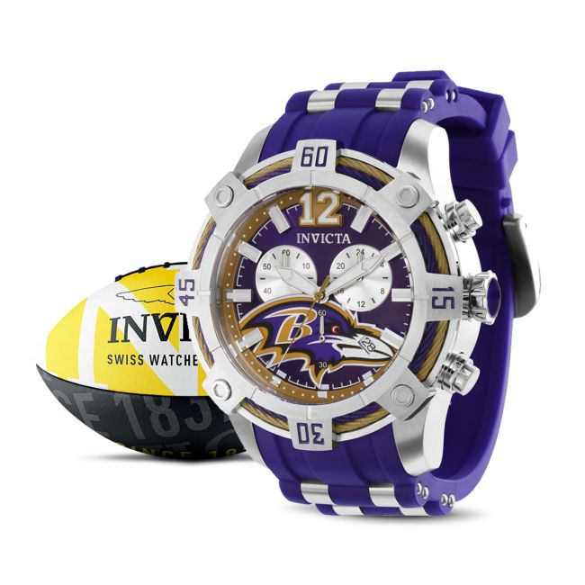 Invicta Nfl Baltimore Ravens Quartz Purple Dial Watch in Metallic for Men