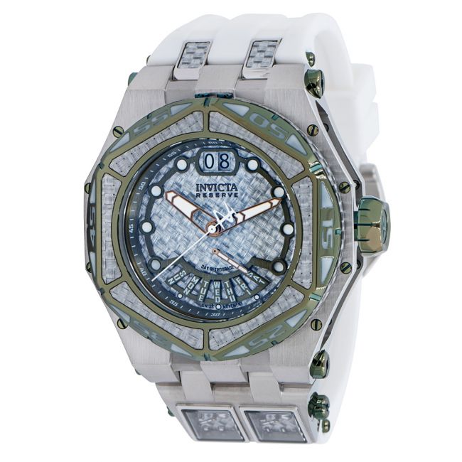 Invicta Reserve Carbon Hawk Swiss Ronda 7003.L Caliber Men's Watch -  54.5mm, Steel, White, Silver (38904)