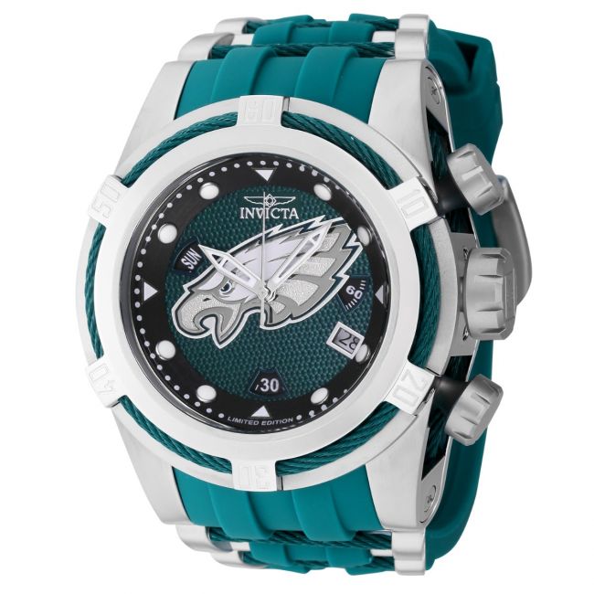 Invicta NFL Philadelphia Eagles Swiss Ronda Z60 Caliber Men's Watch - 53mm,  Steel, Green (41439)