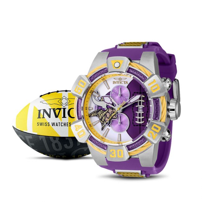 Invicta NFL Minnesota Vikings Purple Dial Men's Watch 35868 886678439034 -  Watches, NFL - Jomashop