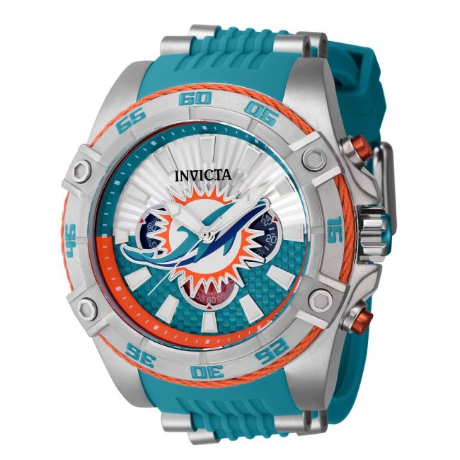 Invicta Nfl Miami Dolphins Quartz Orange Dial Watch in Blue for