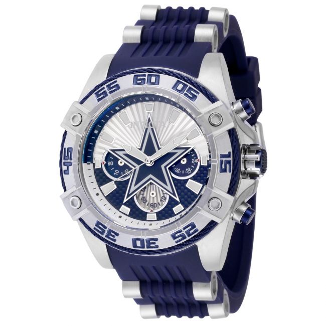 Dallas Cowboys Stainless Steel Watch With Black Silicone Band Featuring The  Current Team Logo And 2