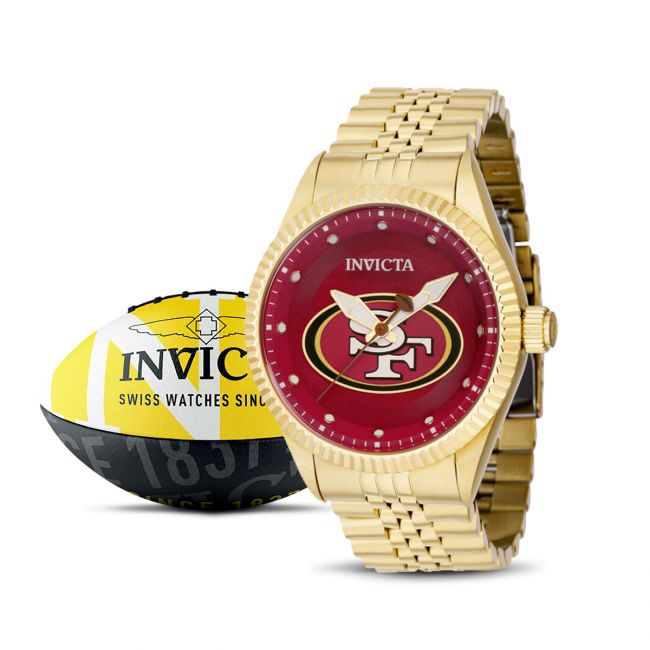 Invicta NFL San Francisco 49ers Black Dial Men's Watch 36179 886678441679 -  Watches, NFL - Jomashop