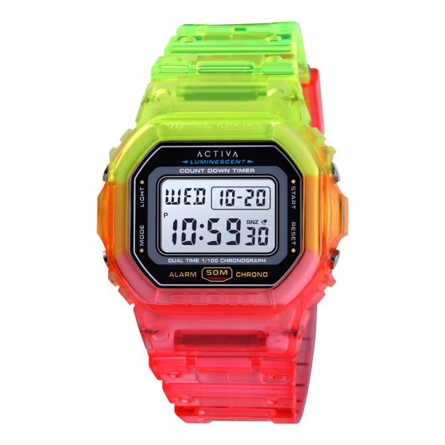 Activa Retro X Invicta Unisex Digital Watch - 50mm, Green, Red (ACW1622-003)