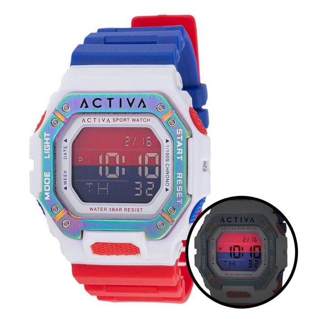 Activa X Invicta Unisex Digital Watch - 39.5mm, Red, Blue (ACW8059-004)