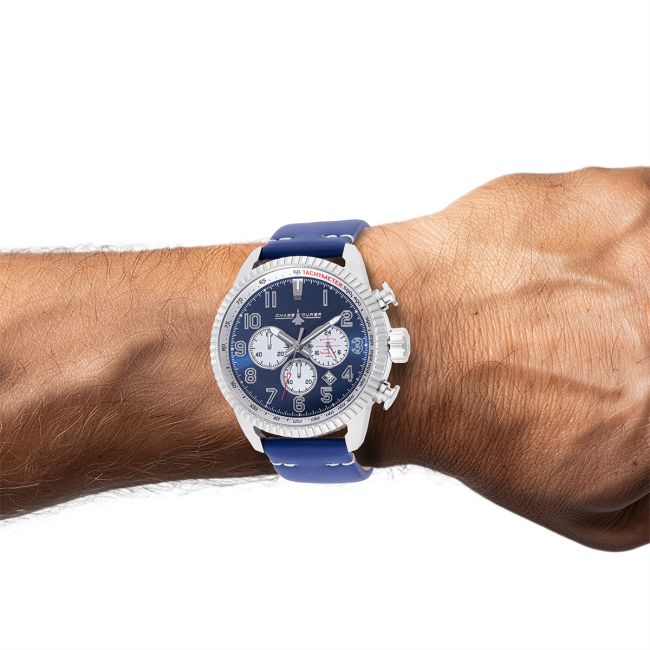 Chase Durer Flight Commander One Men's Watch - 46mm, Ivory, Blue (CDW-0088)