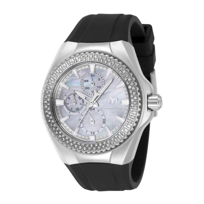 TechnoMarine Cruise California 0.5 Carat Diamond Unisex Watch w/ Mother of Pearl Dial - 40.57mm, Black, White, Red with Interchangeable Strap (TM-124026)