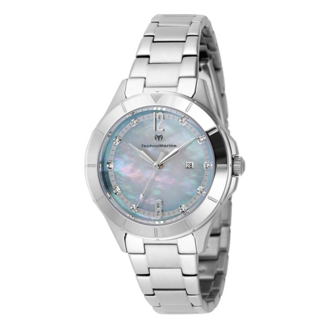 TechnoMarine Luna Tides Women's Watch w/ Mother of Pearl Dial - 33mm, Steel (TM-826000)