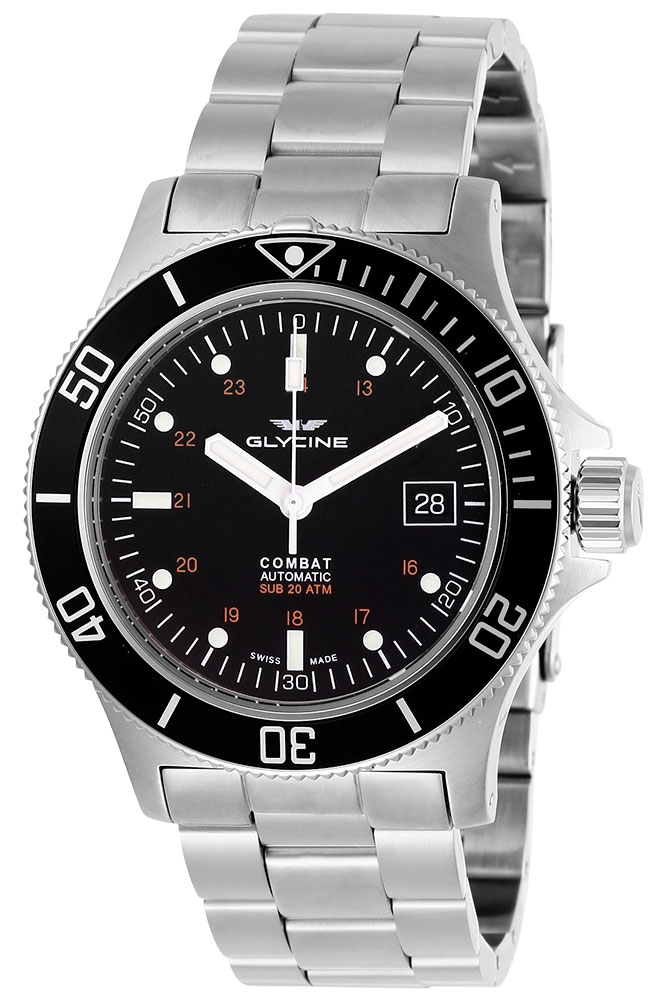 Glycine Combat Mens Automatic 42 mm Stainless Steel Case Black Dial - Model GL0185