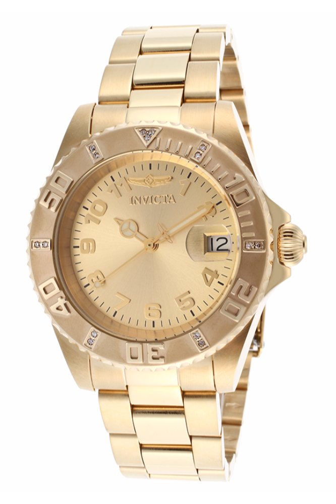 Invicta Pro Diver Swiss Movement Quartz Watch - Gold case with Gold tone Stainless Steel band - Model 15249