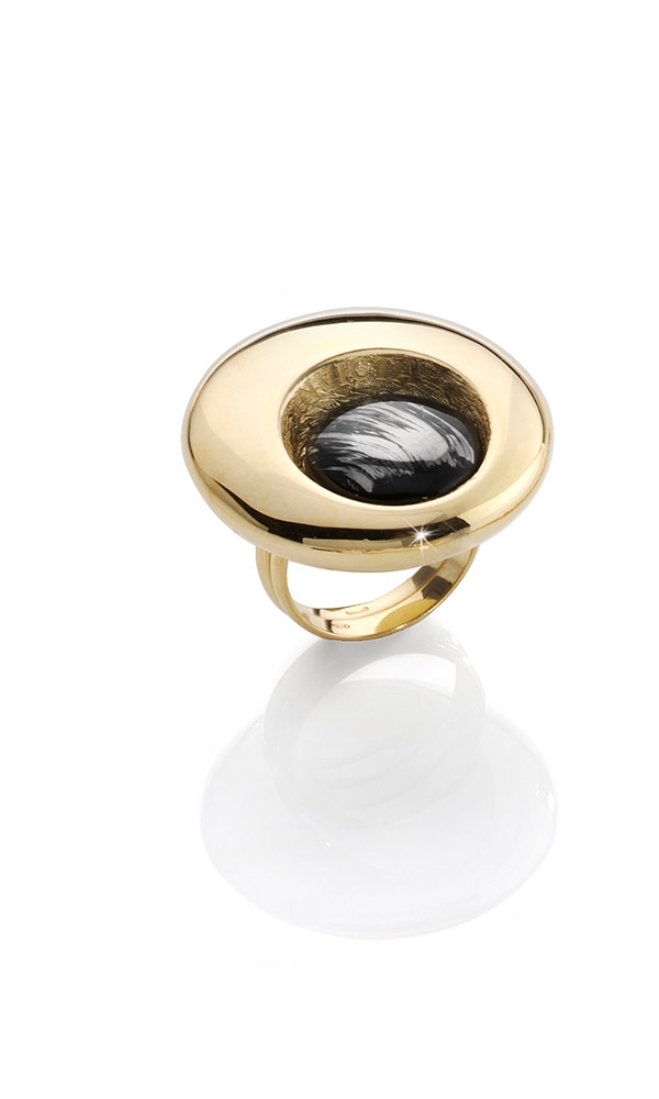 INVICTA Jewelry Incanto Rings Open 9.2 Silver 925 and Ceramic Black+Yellow Gold - Model J0045