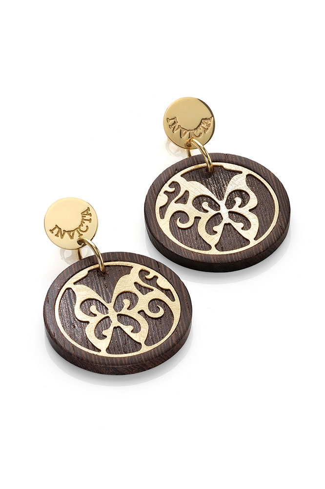 INVICTA Jewelry Paradiso Earrings None 11.4 Silver 925 and Wenge Wood Yellow Gold+Wood - Model J0083