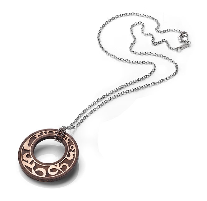 INVICTA Jewelry NUMBERS Necklaces 80 17.2 Silver 925 and Wenge Wood Rhodium+Rose Gold+Wood - Model J0168