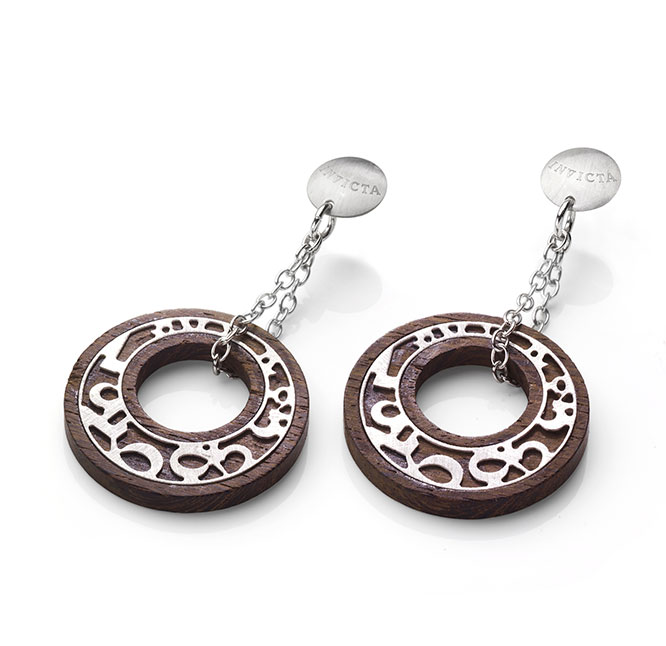 INVICTA Jewelry NUMBERS Earrings None 9 Silver 925 and Wenge Wood Rhodium+Wood - Model J0169