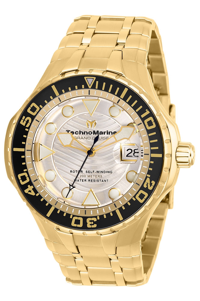 Technomarine Cruise Mens Automatic 48 mm Gold Case Silver Dial - Model TM-118077
