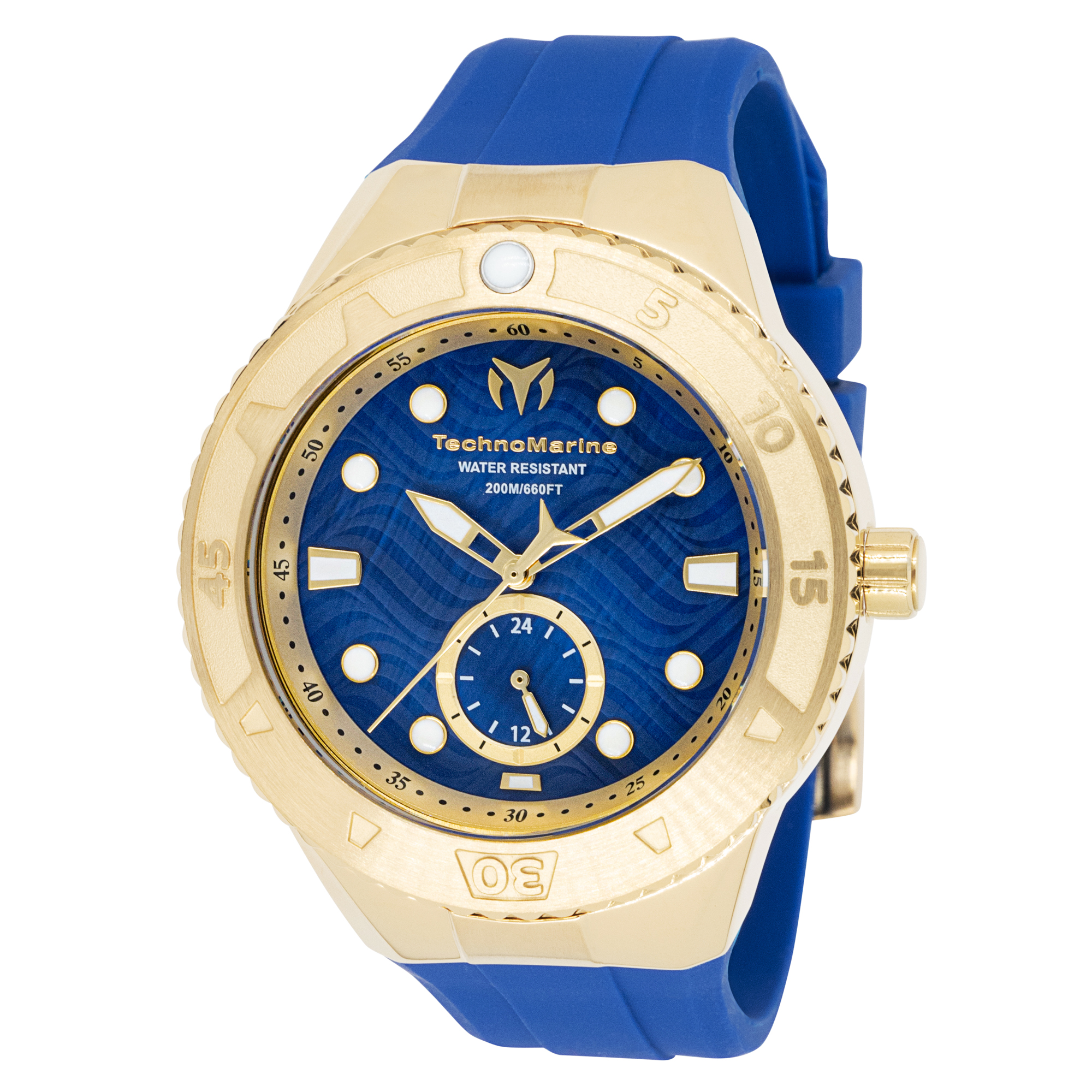 Technomarine TM-120017 Cruise Monogram Blue Silicone Band Gold Dial 49mm  Watch | eBay