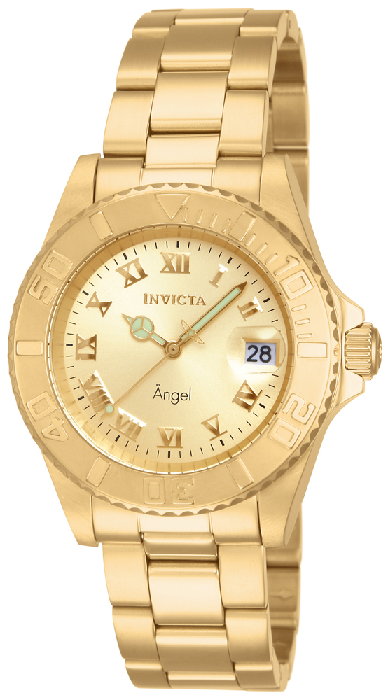 Pre-Owned Invicta Angel Quartz Women's Watch - 40mm Stainless Steel Case, Stainless Steel Band, Gold (AIC-14321)