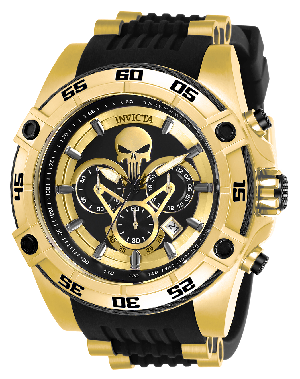 Invicta Marvel Punisher Men's Watch - 52mm, Gold, Black (26860)