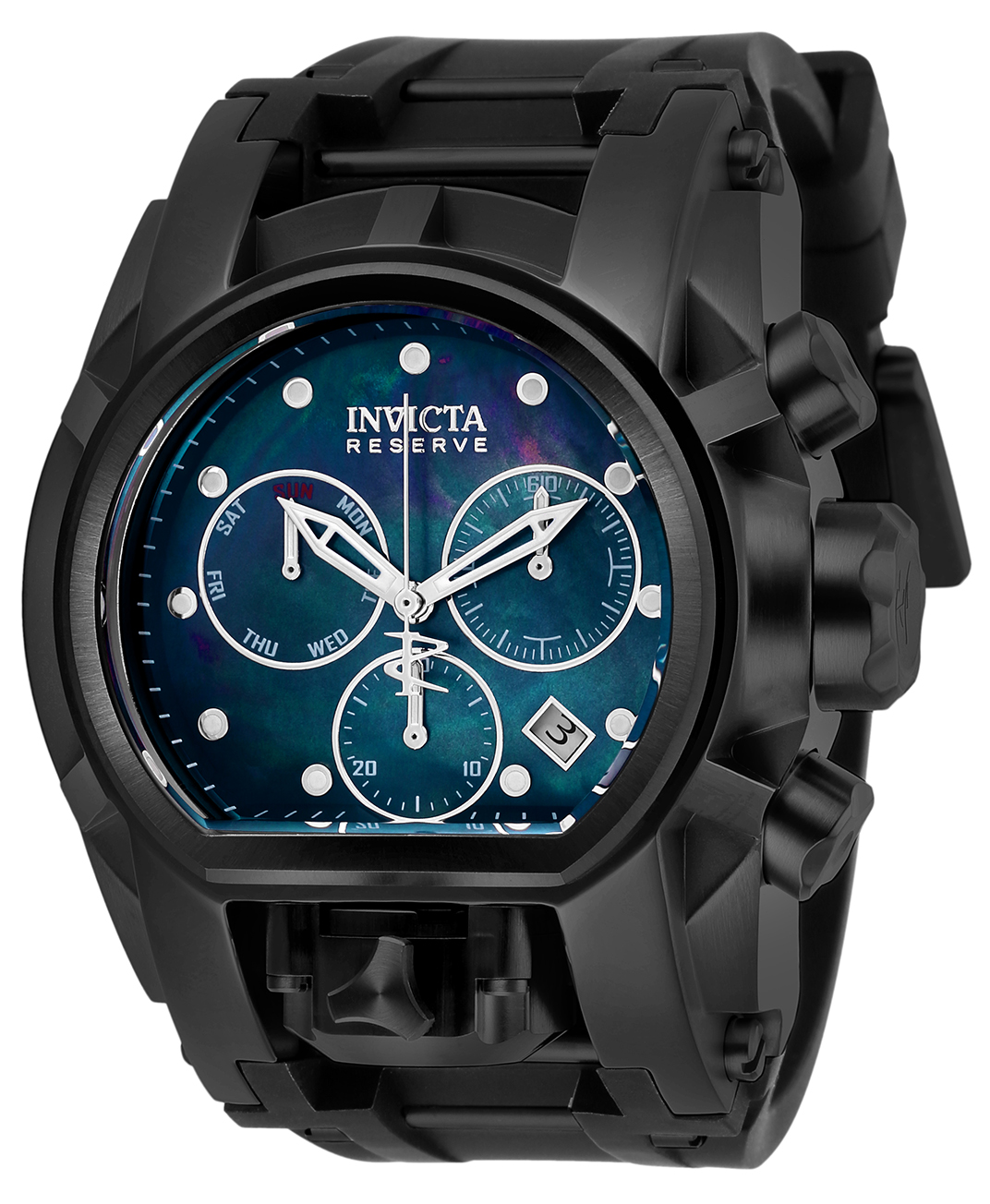 Invicta Reserve Reserve Bolt Zeus Magnum Men%27s Watch w/ Metal, Mother of Pearl & Oyster Dial - 52mm, Black (26712)