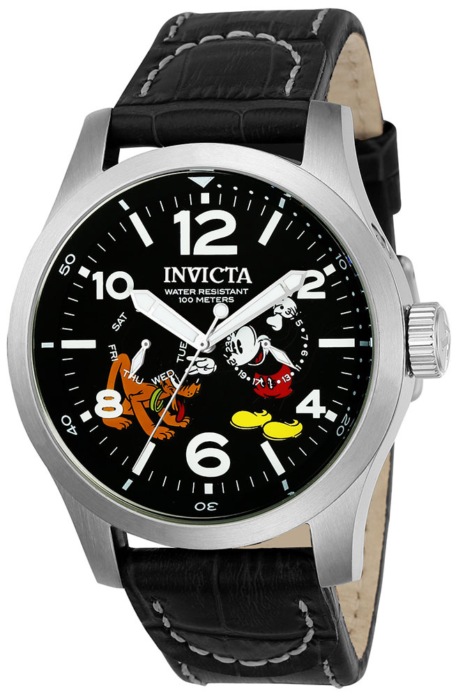 #1 LIMITED EDITION - Invicta Disney Limited Edition Mickey Mouse Quartz Mens Watch - 48mm Stainless Steel Case, Leather Band, Black (22873)
