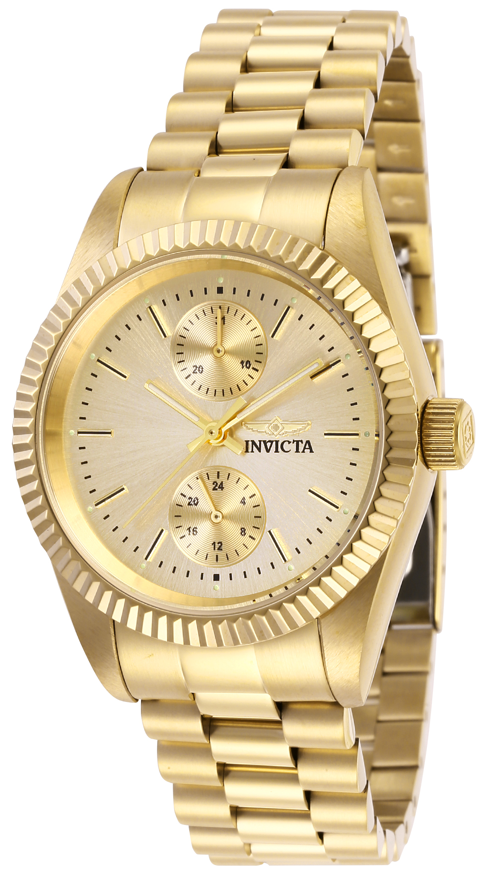 Pre-Owned Invicta Specialty Quartz Womens Watch - 36mm Stainless Steel Case, Stainless Steel Band, Gold (29447)