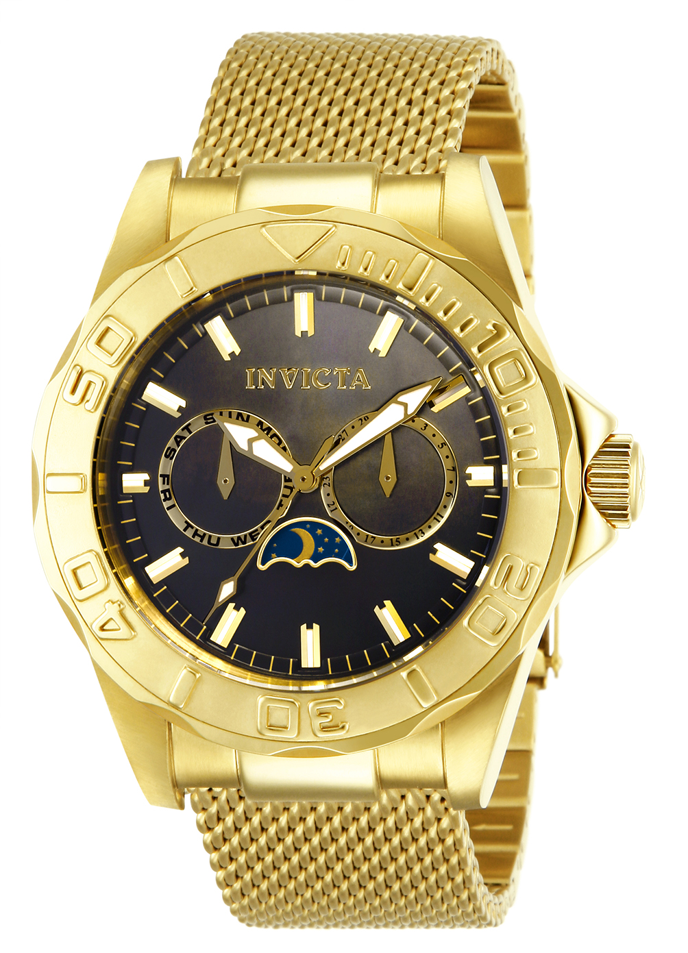 Invicta Pro Diver Men's Watch w/ Mother of Pearl Dial - 44mm, Gold (10601)