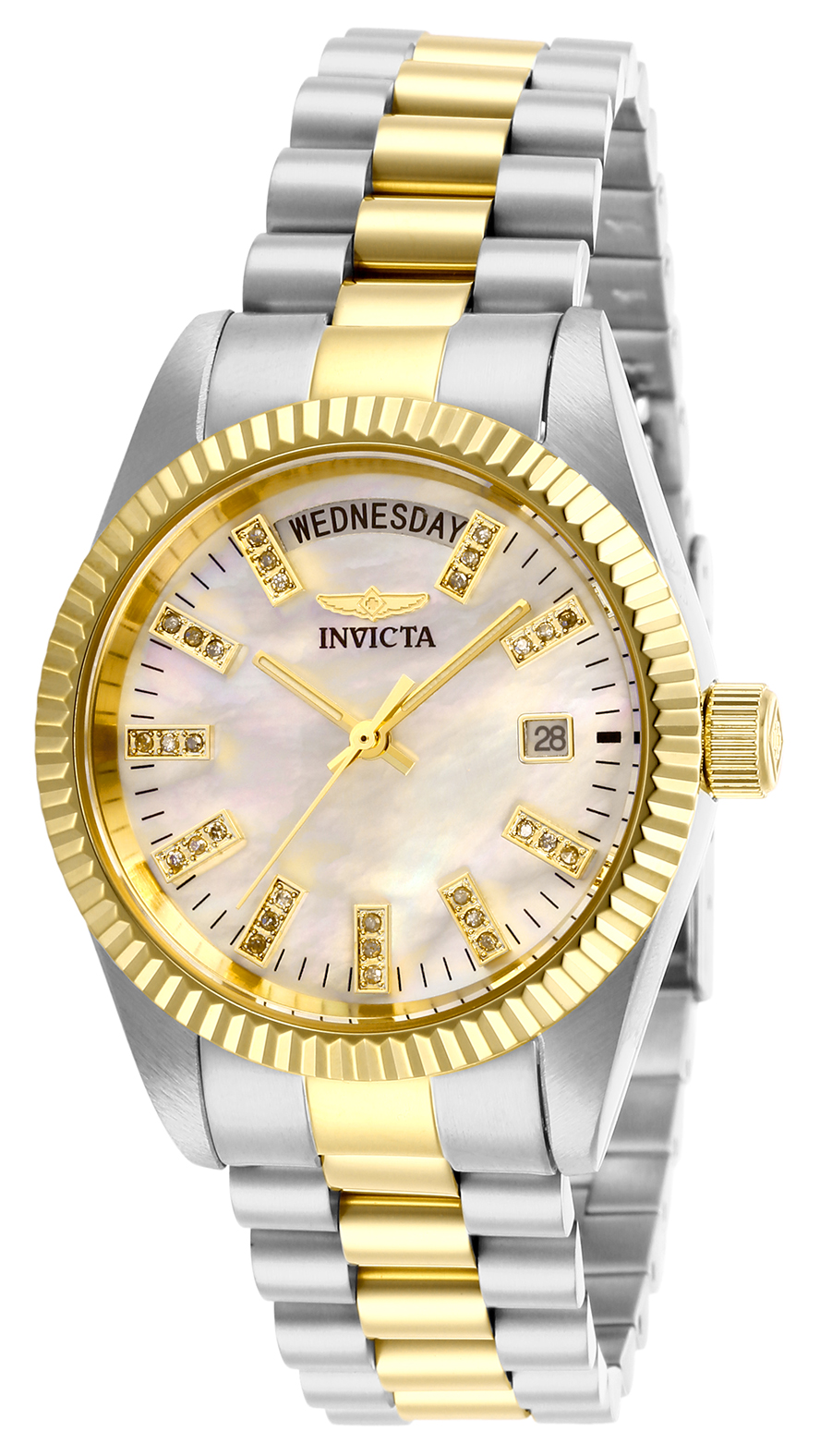 Invicta Specialty 0.13 Carat Diamond Women%27s Watch w/ Mother of Pearl Dial - 36mm, Steel, Gold (29871)