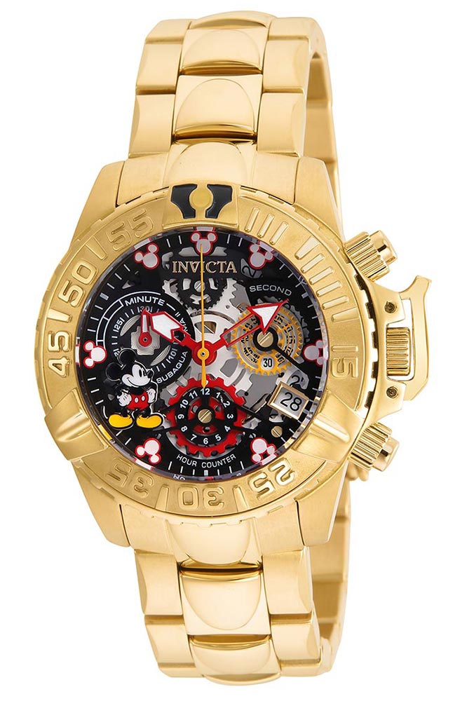 #1 LIMITED EDITION - Invicta Disney Limited Edition Mickey Mouse Quartz Womens Watch - 38mm Stainless Steel Case, Stainless Steel Band, Gold (24507)