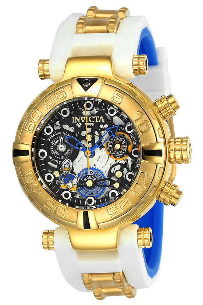 #1 LIMITED EDITION - Invicta Disney Limited Edition Donald Duck Quartz Womens Watch - 38mm Stainless Steel Case, Silicone Band, Blue, White (24512)
