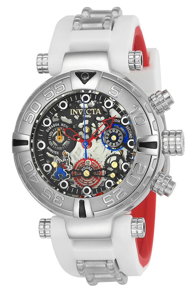 #1 LIMITED EDITION - Invicta Disney Limited Edition Goofy Quartz Womens Watch - 38mm Stainless Steel Case, Silicone Band, White, Red (24515)