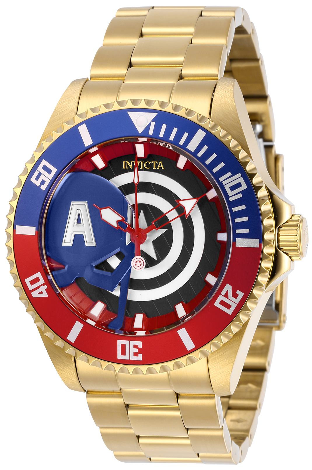 Invicta Marvel Captain America Men%27s Watch - 44mm, Gold (29681)