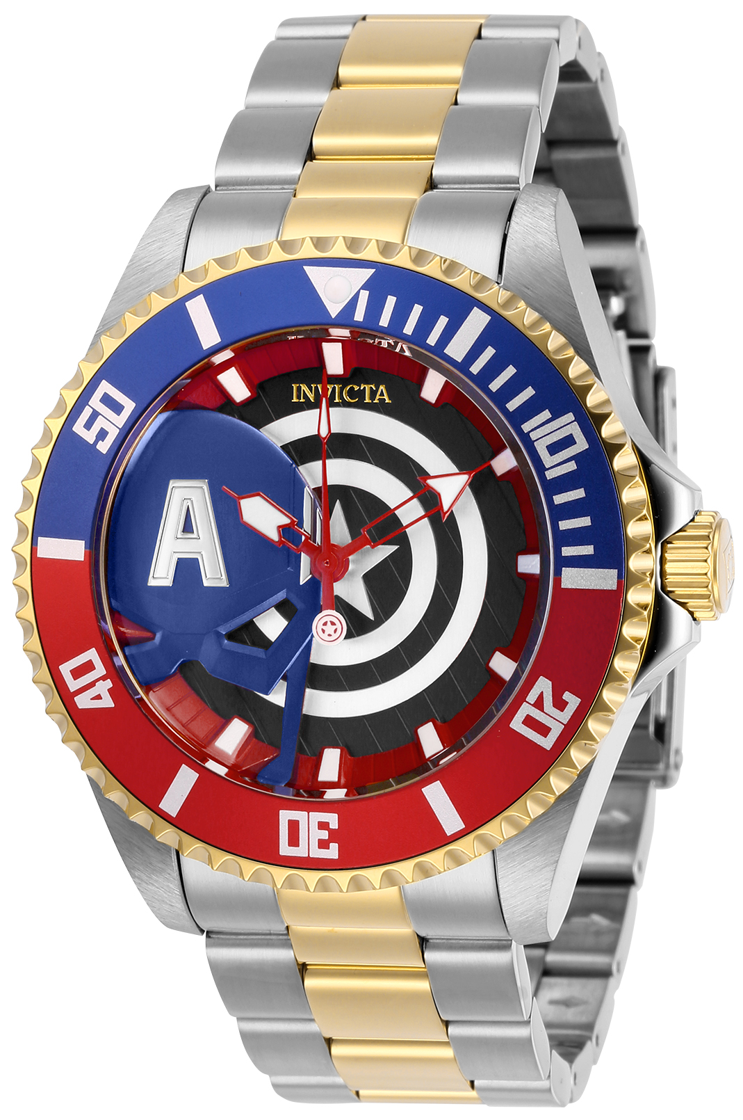 Invicta Marvel Captain America Men%27s Watch - 44mm, Steel, Gold (29682)