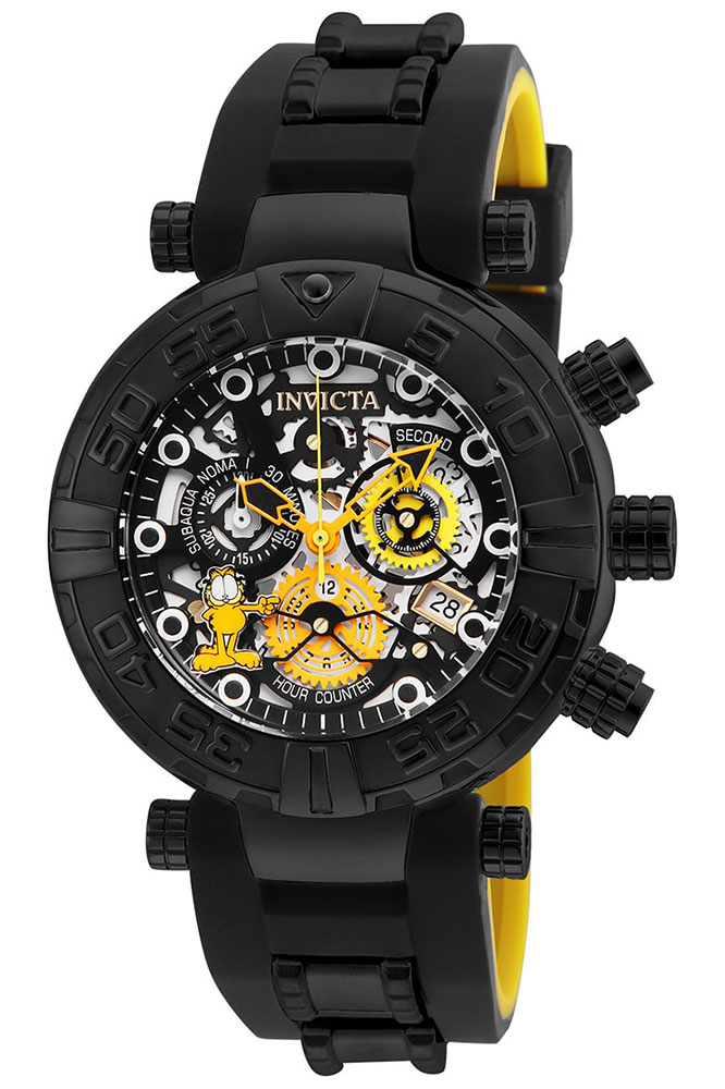 #1 LIMITED EDITION - Invicta Character Collection Garfield Quartz Mens Watch - 47mm Stainless Steel Case, Silicone Band, Black, Orange (24880)