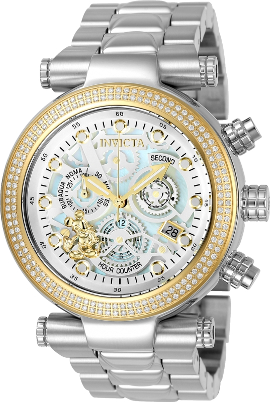 #1 LIMITED EDITION - Invicta Disney  Mickey Mouse Quartz Mens Watch w/ 0.73 Carat Diamonds - 47mm Stainless Steel Case, SS Band, Steel (24912)