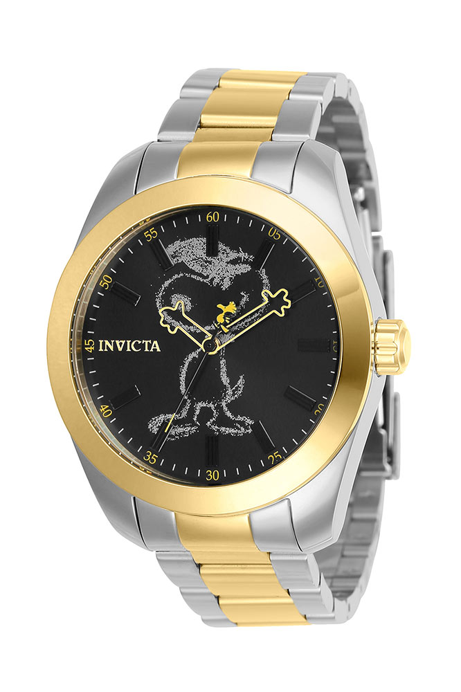 #1 LIMITED EDITION - Invicta Character Collection Snoopy Quartz Mens Watch - 42mm Stainless Steel Case, Stainless Steel Band, Steel, Gold (24937)