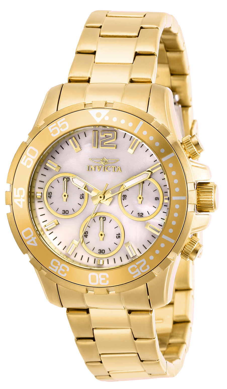 Invicta Pro Diver Women's Watch w/ Mother of Pearl Dial - 38mm, Gold (29456)