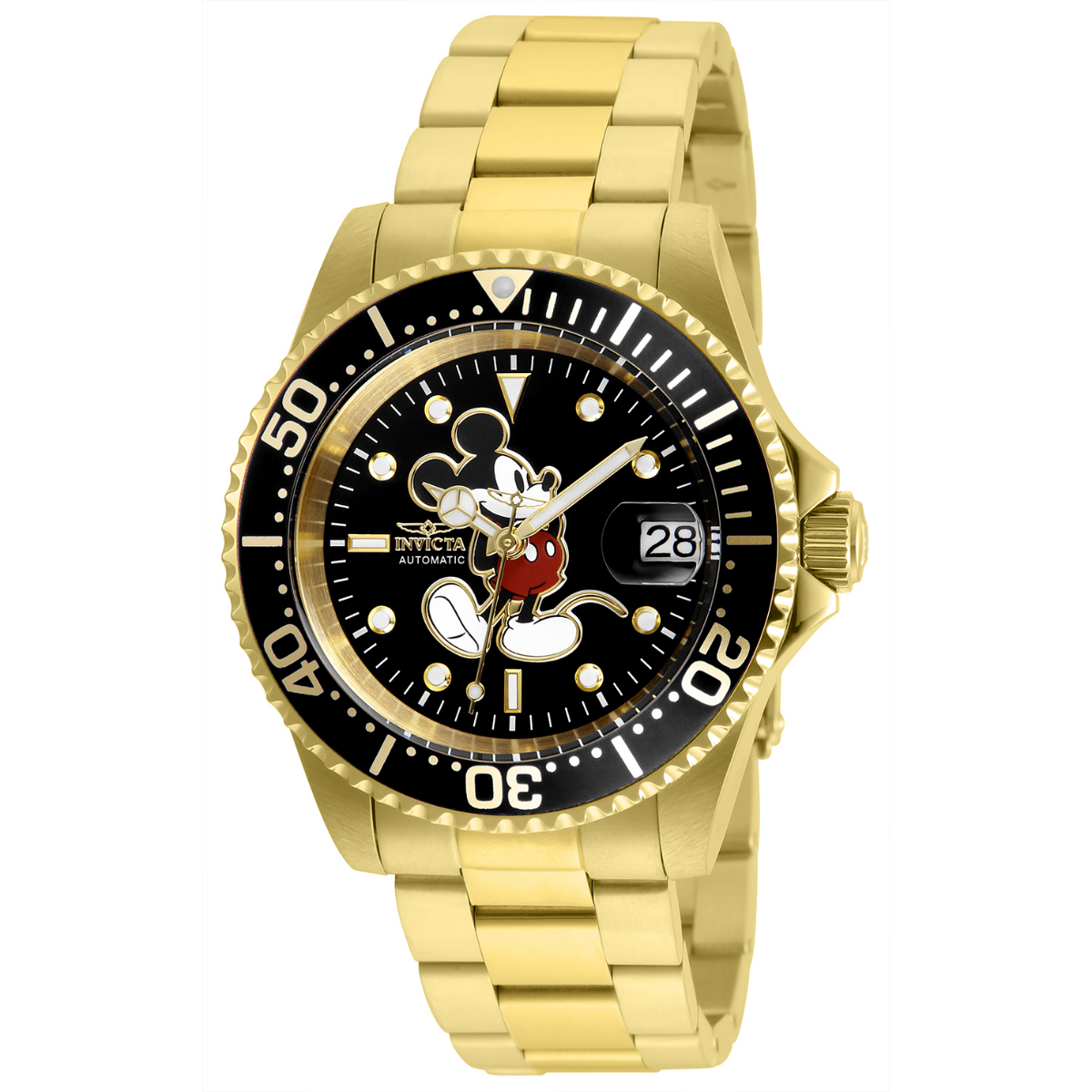 Invicta Disney Limited Edition Mickey Mouse Automatic Men%27s Watch - 40mm, Gold (ZG-25107)
