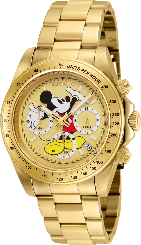 #1 LIMITED EDITION - Invicta Disney Limited Edition Mickey Mouse Quartz Mens Watch - 39.5mm Stainless Steel Case, Stainless Steel Band, Gold (25196)