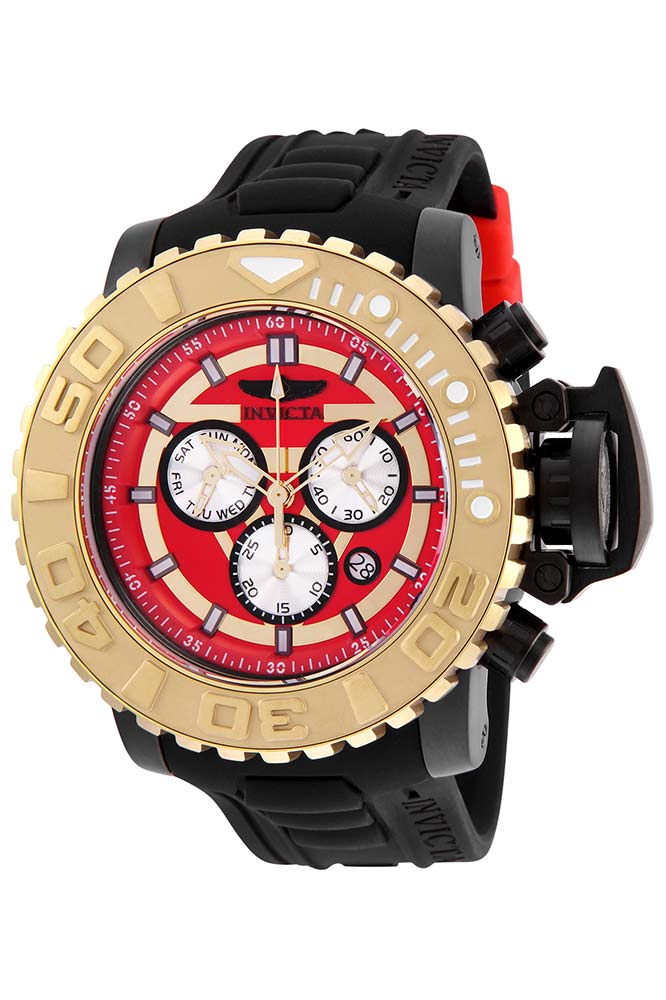 #1 LIMITED EDITION - Invicta Marvel Tony Stark Quartz Mens Watch - 58mm Stainless Steel Case, Silicone Band, Black, Red (25620)