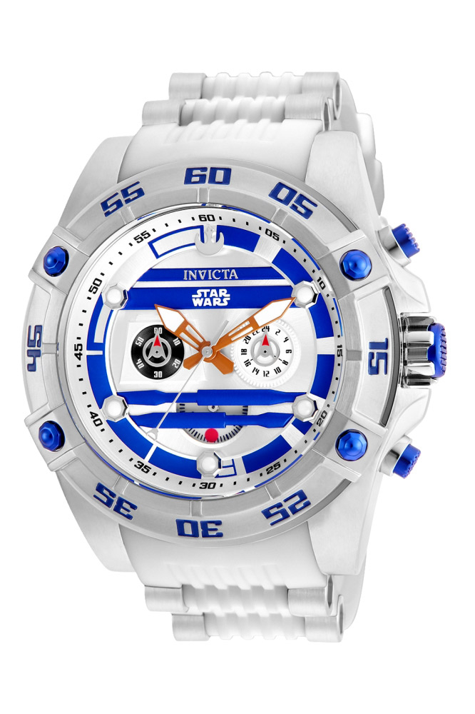 #1 LIMITED EDITION - Invicta Star Wars R2-D2 Quartz Mens Watch - 52mm Stainless Steel Case, Stainless Steel, Silicone Band, Steel, White (26069)