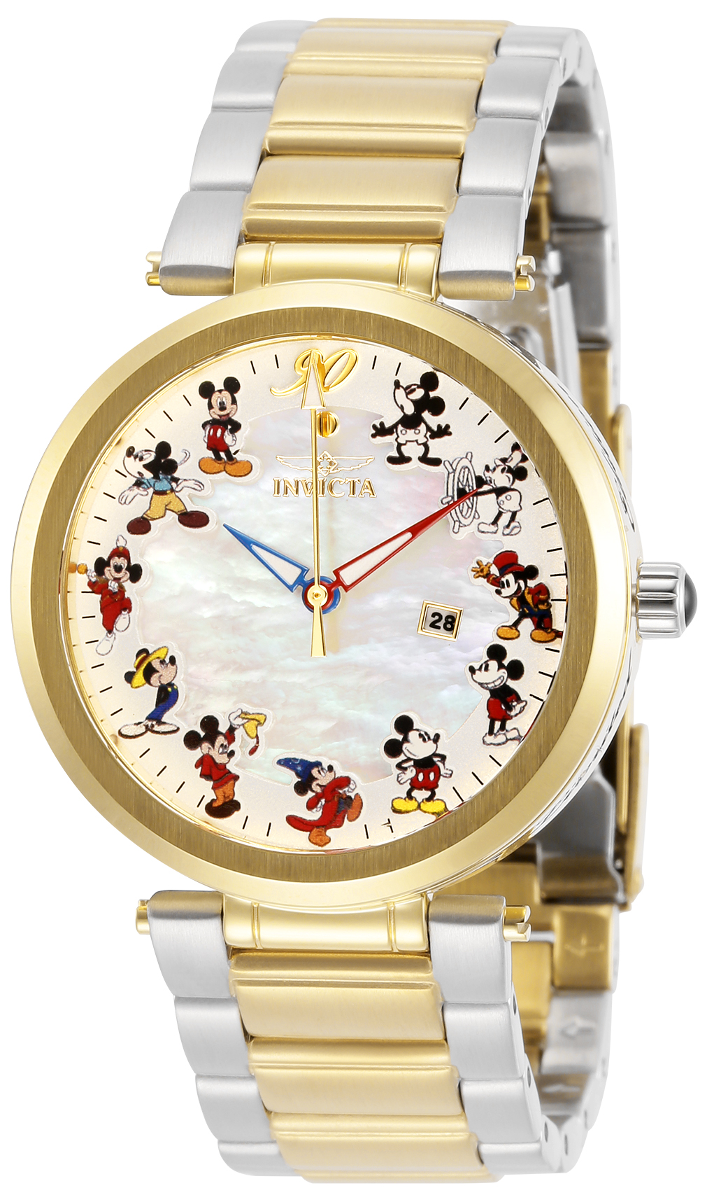 Invicta Disney Limited Edition Mickey Mouse Women%27s Watch w/ Metal, Mother of Pearl & Oyster Dial - 36mm, Steel, Gold (30835)