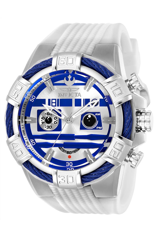 #1 LIMITED EDITION - Invicta Star Wars R2-D2 Quartz Mens Watch - 52mm Stainless Steel Case, Silicone Band, White (26269)