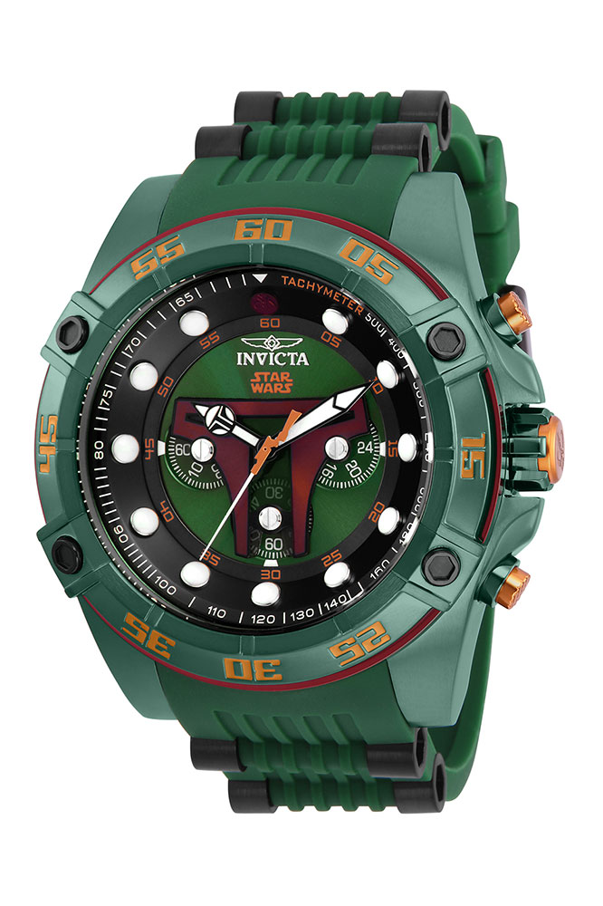 #1 LIMITED EDITION - Invicta Star Wars Boba Fett Quartz Mens Watch - 52mm Stainless Steel Case, Stainless Steel, Silicone Band, Black, Green (26543)