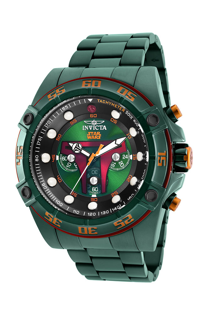 #1 LIMITED EDITION - Invicta Star Wars Boba Fett Quartz Mens Watch - 52mm Stainless Steel Case, Stainless Steel Band, Green (26544)