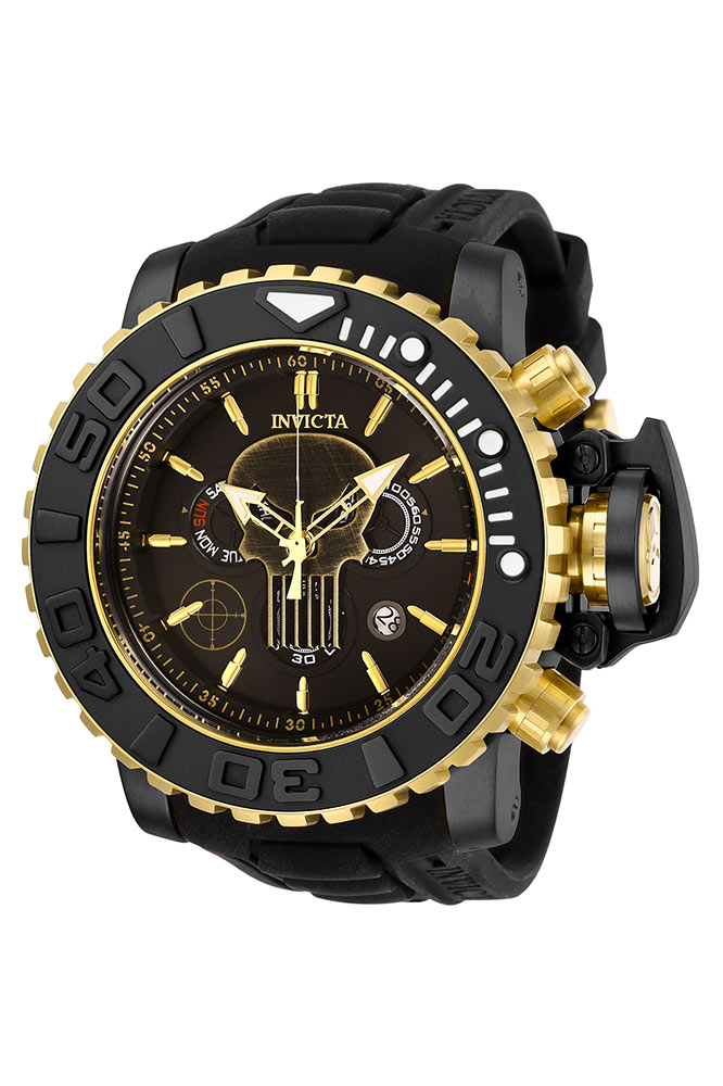 #1 LIMITED EDITION - Invicta Marvel Punisher Quartz Mens Watch - 58mm Stainless Steel Case, Silicone Band, Black (26787)