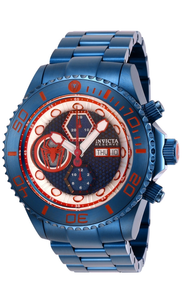 #1 LIMITED EDITION - Invicta Marvel Spiderman Automatic Mens Watch - 47mm Stainless Steel Case, SS Band, Blue (27156)