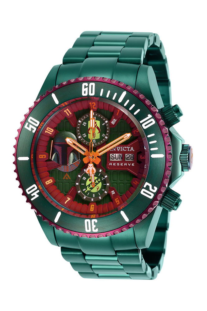 #1 LIMITED EDITION - Invicta Star Wars Boba Fett Automatic Mens Watch - 47mm Stainless Steel Case, SS Band, Green (27166)